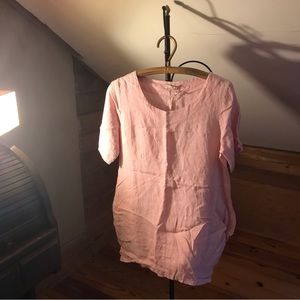 Lands Downunder Pink Linen Pocket Tunic Top, NWT, M